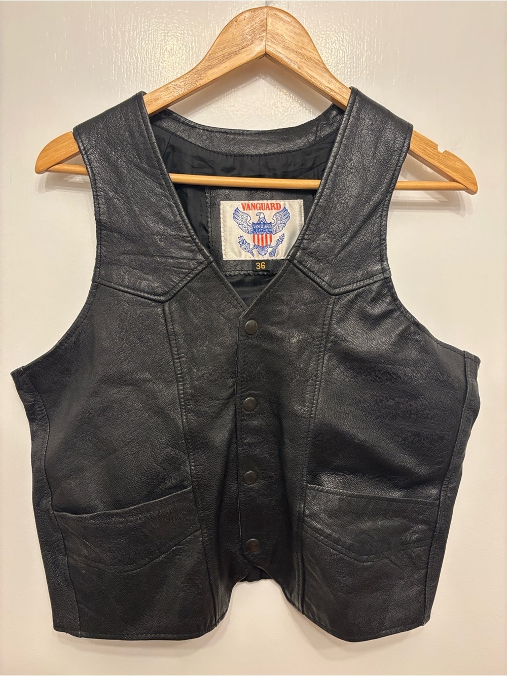 Vintage Men's Black Leather Motorcycle Style Vest